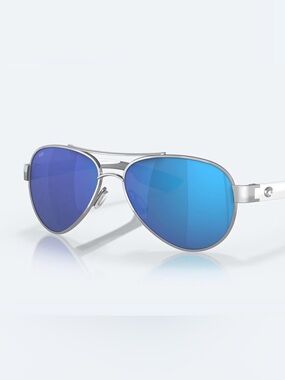 Costa Aviator Sunglasses with Blue Mirrored Lenses and Silver Frame & Case